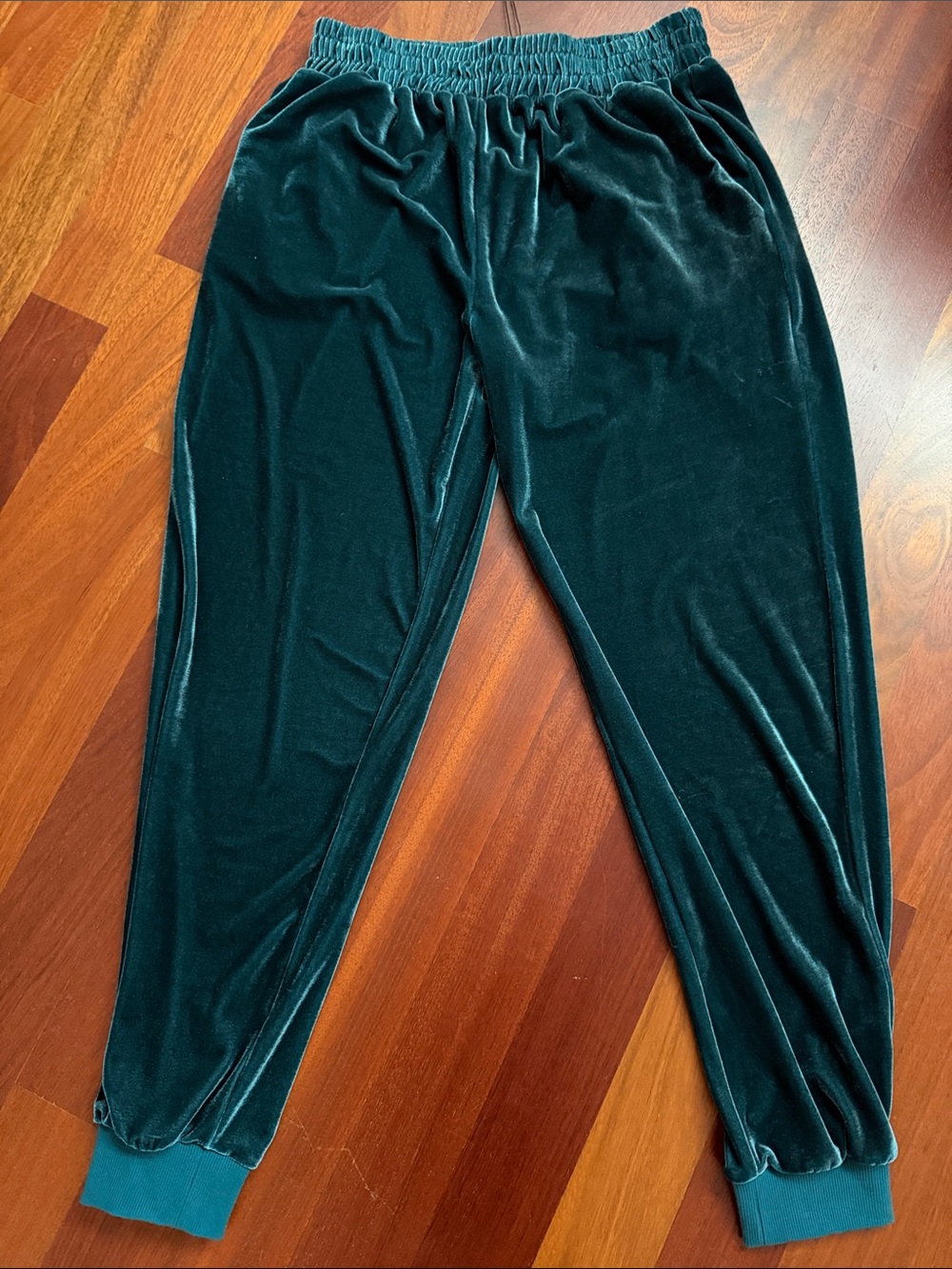 Velvet Teal Jogger Pants with Elastic Waist